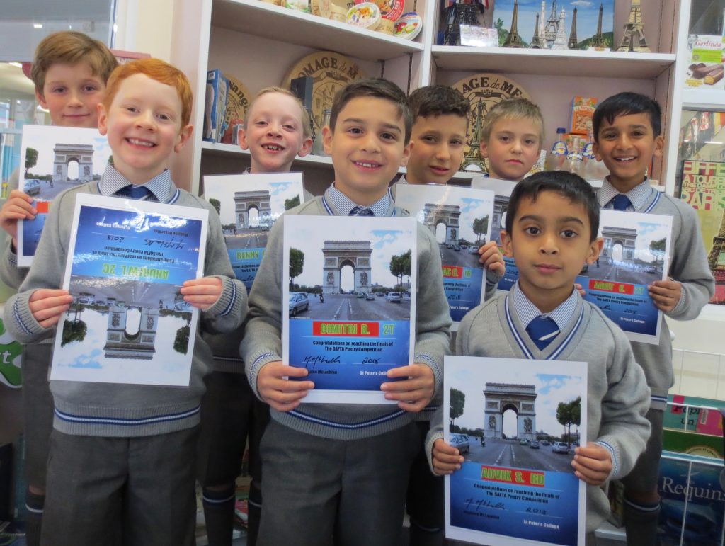 Junior School with their certificates for reaching the finals of the SAFTA Poetry Competition