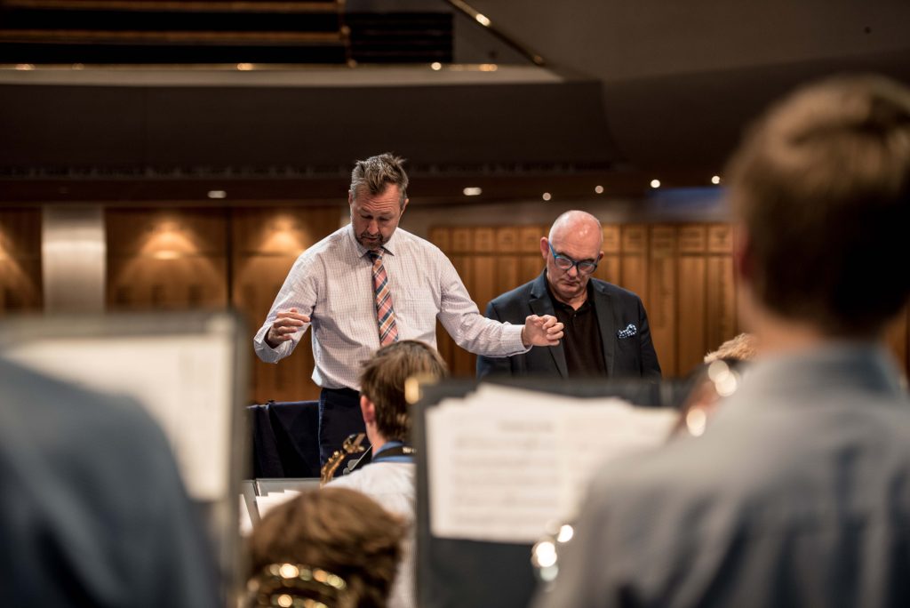 James Morrison and Philip Walsh work with Senior School students